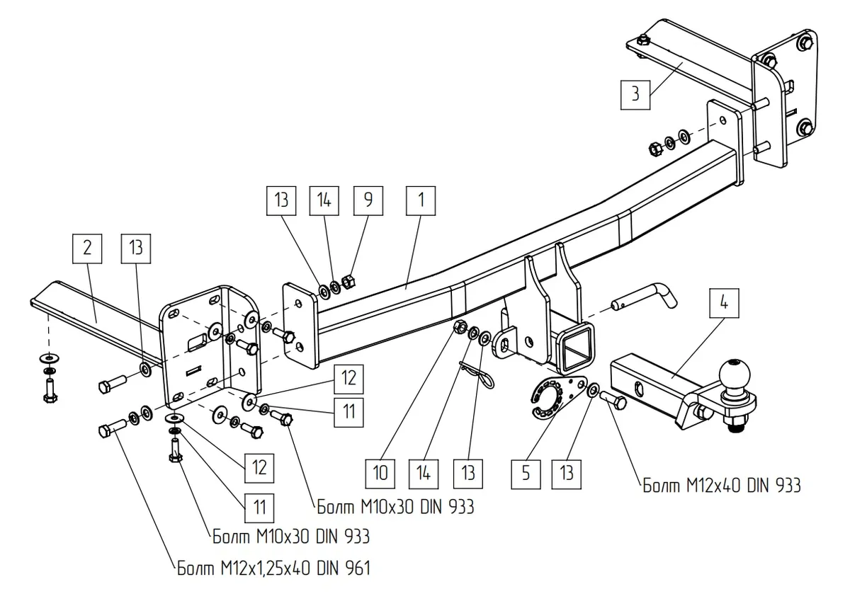 Фаркоп TowRus для Volkswagen Teramont 2017-2022  269092 в Тюмень