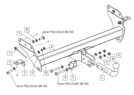 Фаркоп Baltex для Jeep Grand Cherokee 2010-2022 Арт. 049115 049115 в Тюмень
